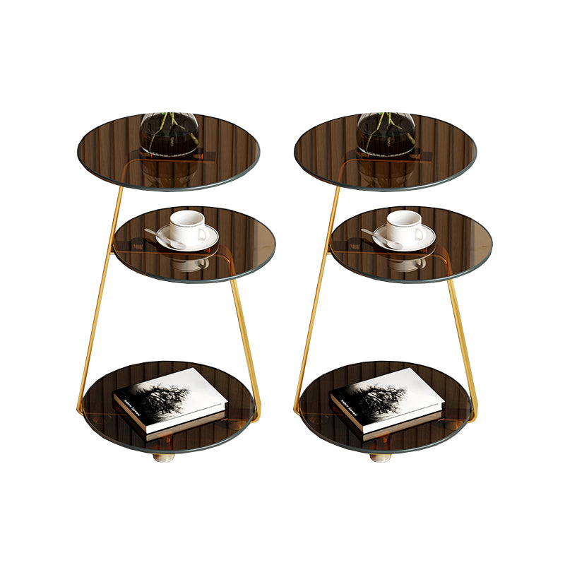 22.83 inch Tall Frame Side Table Modern Round Glass Side End Table