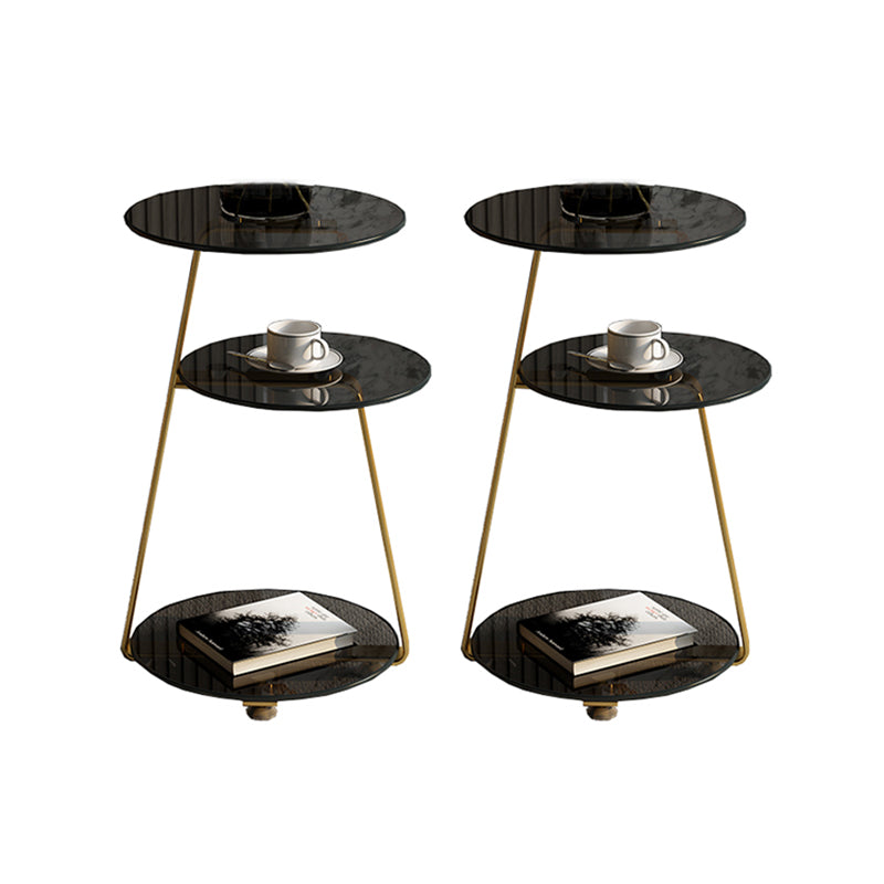 22.83 inch Tall Frame Side Table Modern Round Glass Side End Table