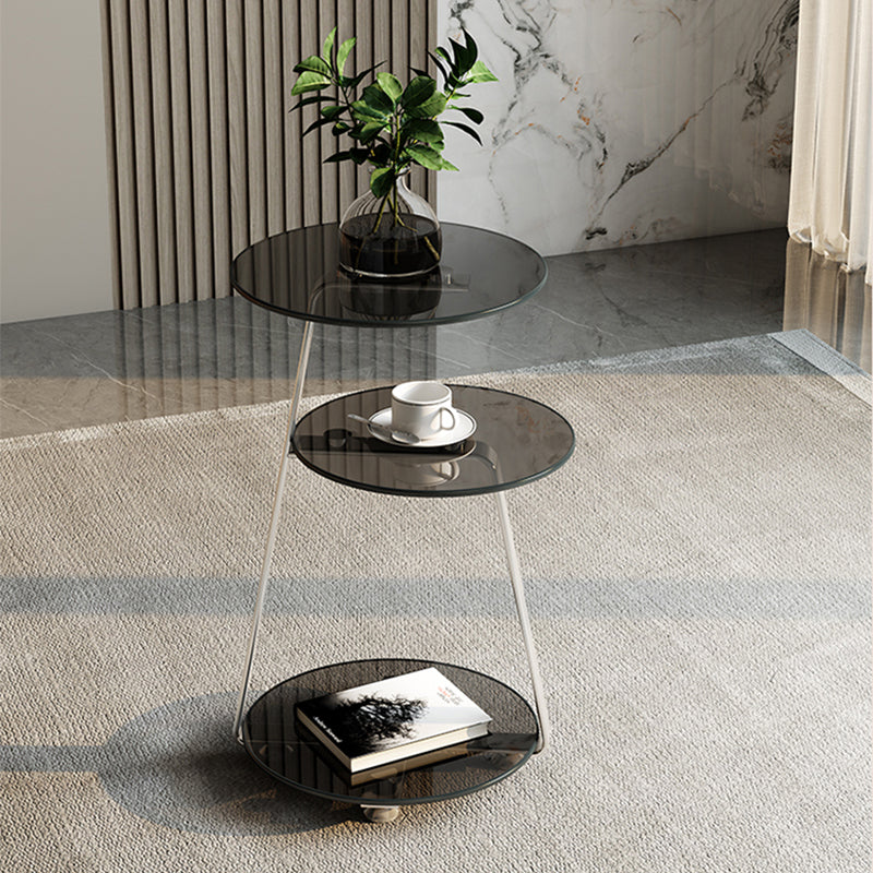 22.83 inch Tall Frame Side Table Modern Round Glass Side End Table