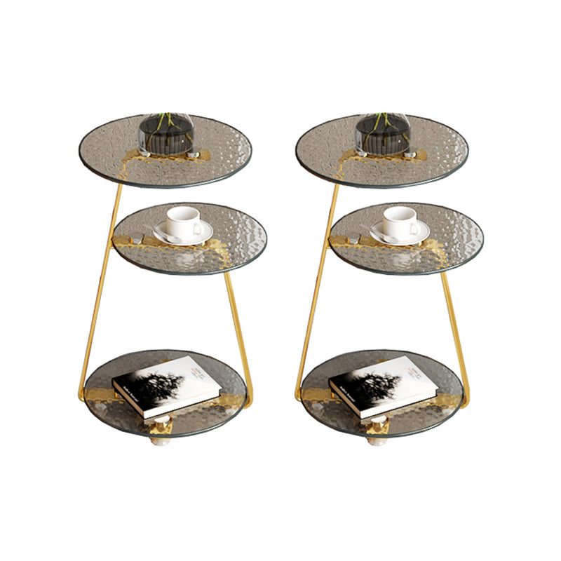 22.83 inch Tall Frame Side Table Modern Round Glass Side End Table