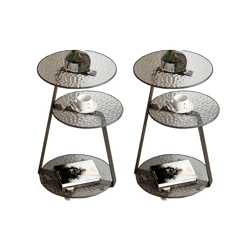 22.83 inch Tall Frame Side Table Modern Round Glass Side End Table