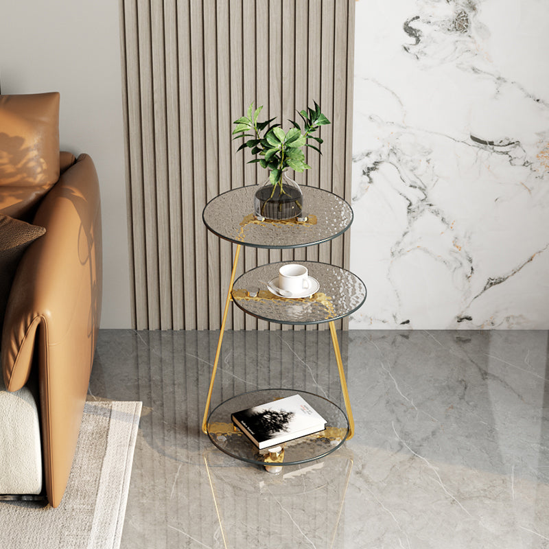 22.83 inch Tall Frame Side Table Modern Round Glass Side End Table