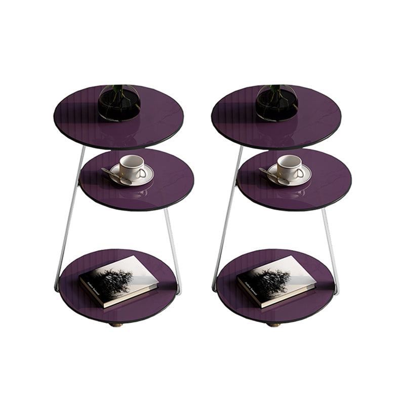 22.83 inch Tall Frame Side Table Modern Round Glass Side End Table