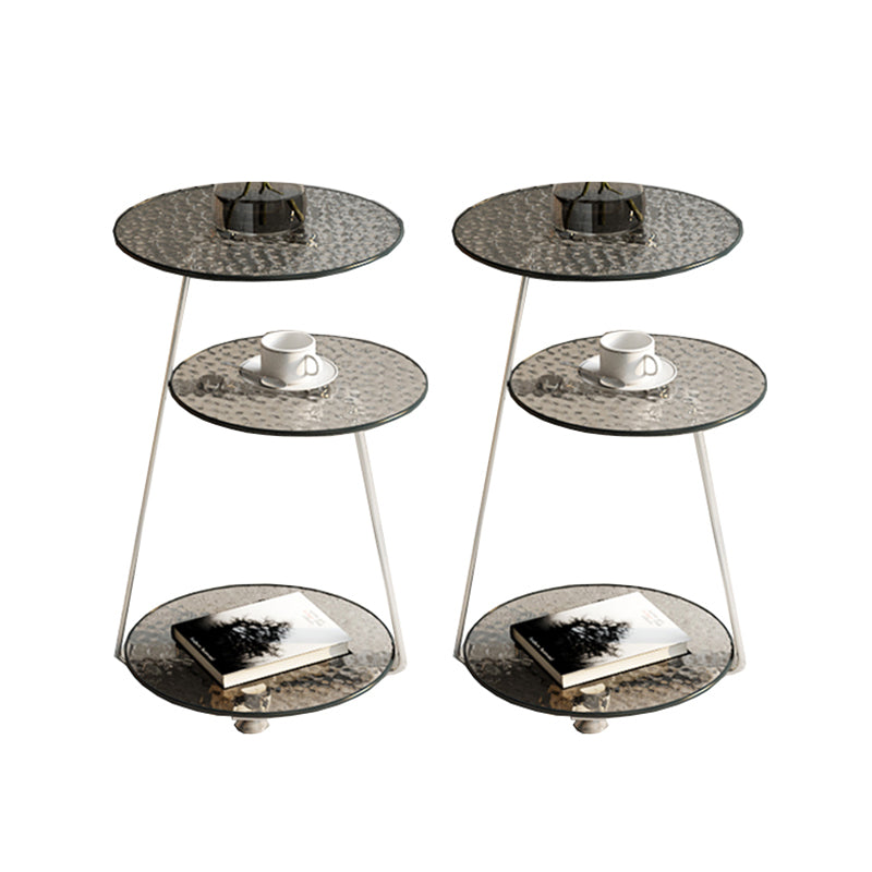 22.83 inch Tall Frame Side Table Modern Round Glass Side End Table
