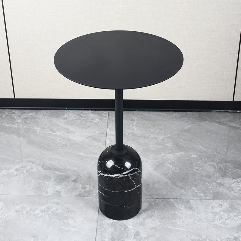 Contemporary Metal End Table Round Pedestal Accent Side Table