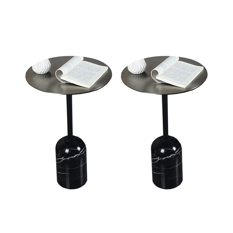 Contemporary Metal End Table Round Pedestal Accent Side Table