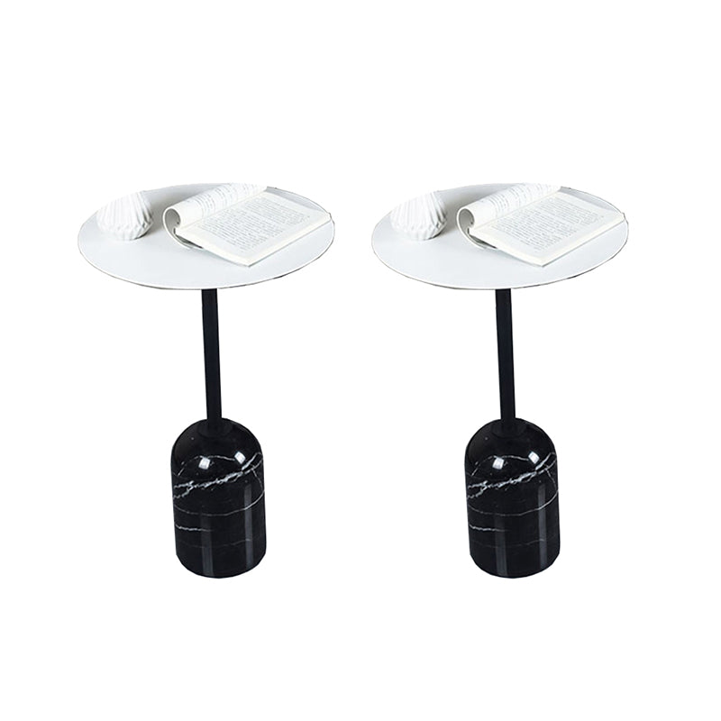 Contemporary Metal End Table Round Pedestal Accent Side Table