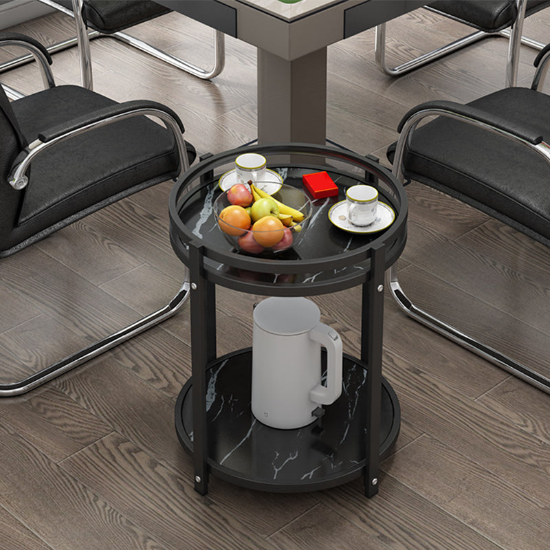 Glam Metal Storage End Table Double Tier Side Table for Living Room