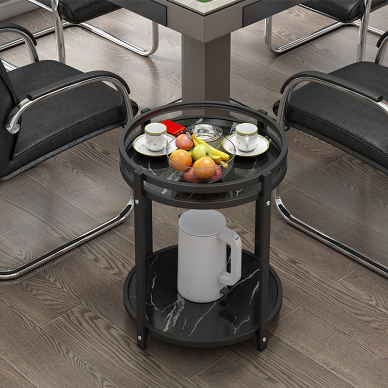 Glam Metal Storage End Table Double Tier Side Table for Living Room