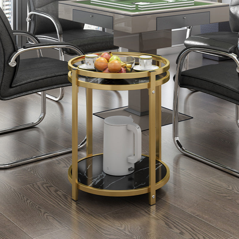 Glam Metal Storage End Table Double Tier Side Table for Living Room