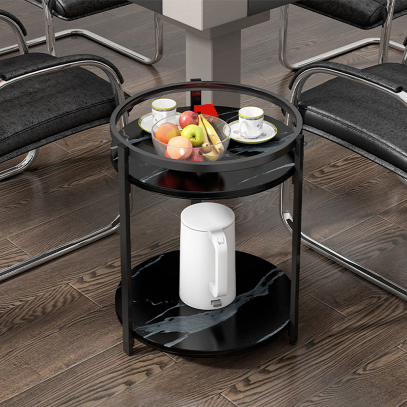 Glam Metal Storage End Table Double Tier Side Table for Living Room