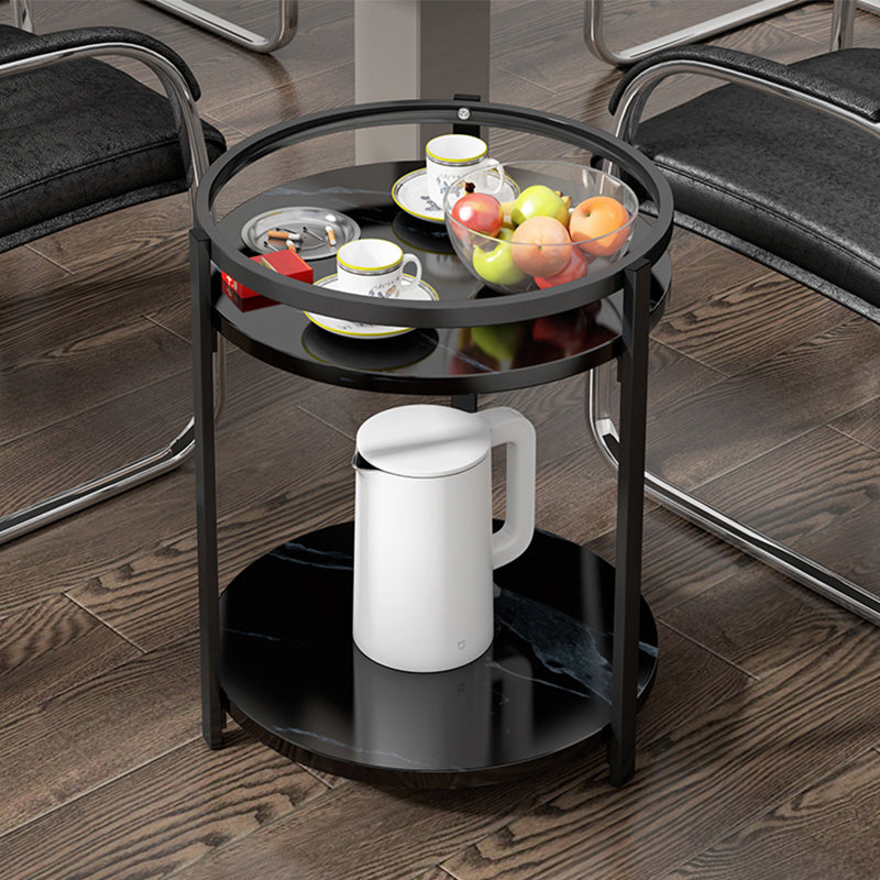 Glam Metal Storage End Table Double Tier Side Table for Living Room