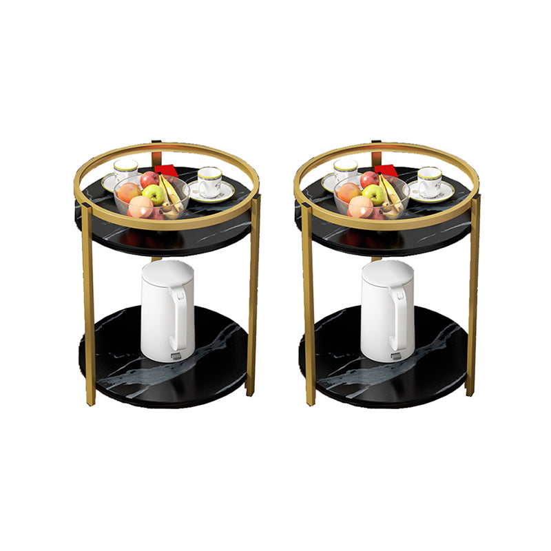 Glam Metal Storage End Table Double Tier Side Table for Living Room