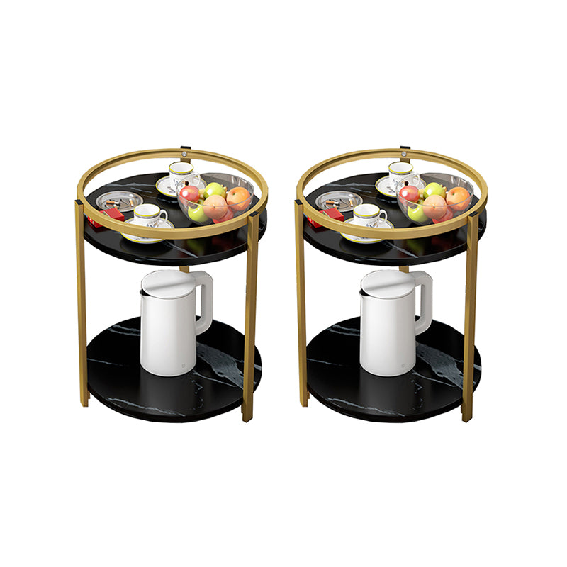 Glam Metal Storage End Table Double Tier Side Table for Living Room