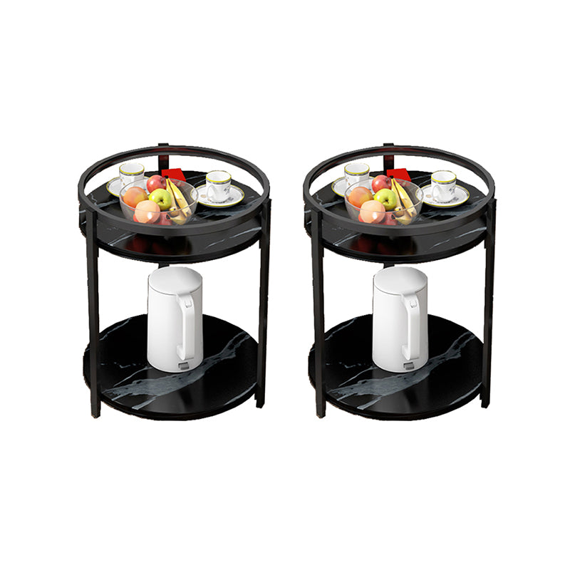 Glam Metal Storage End Table Double Tier Side Table for Living Room