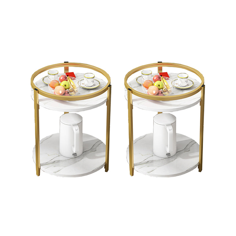 Glam Metal Storage End Table Double Tier Side Table for Living Room