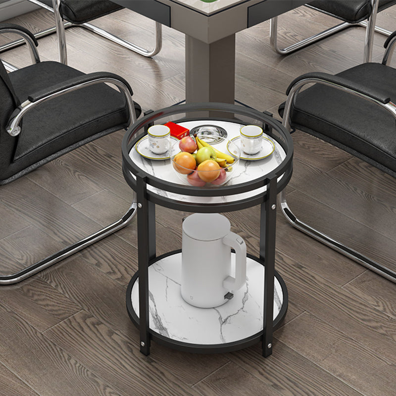 Glam Metal Storage End Table Double Tier Side Table for Living Room