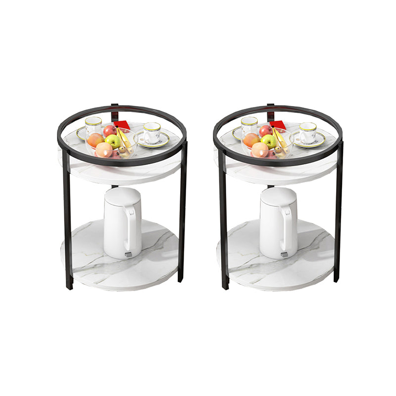 Glam Metal Storage End Table Double Tier Side Table for Living Room