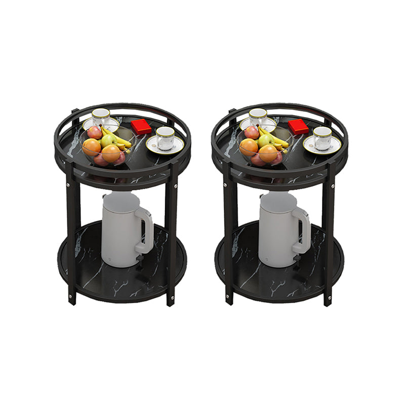 Glam Metal Storage End Table Double Tier Side Table for Living Room