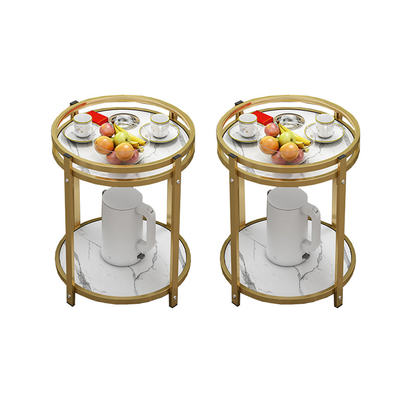 Glam Metal Storage End Table Double Tier Side Table for Living Room