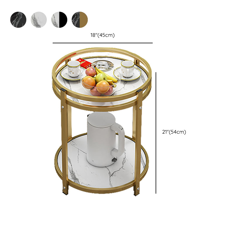 Glam Metal Storage End Table Double Tier Side Table for Living Room