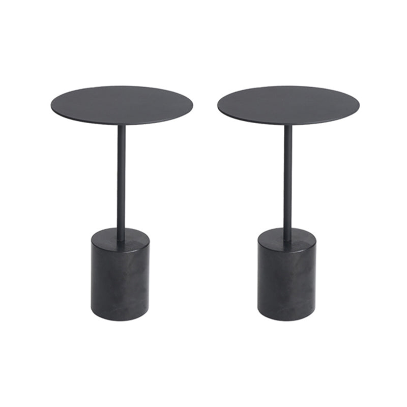 Modern Round Pedestal Side Table Metal and Marble Side End Table