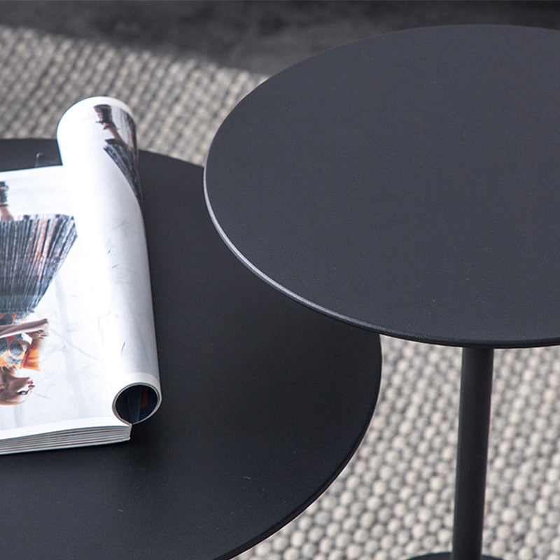 Modern Round Pedestal Side Table Metal and Marble Side End Table