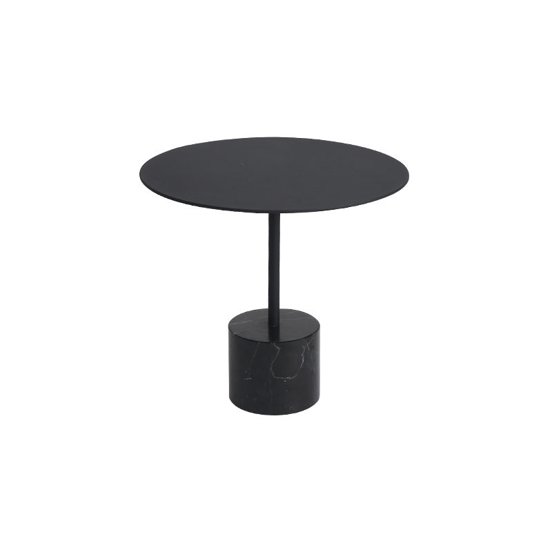 Modern Round Pedestal Side Table Metal and Marble Side End Table