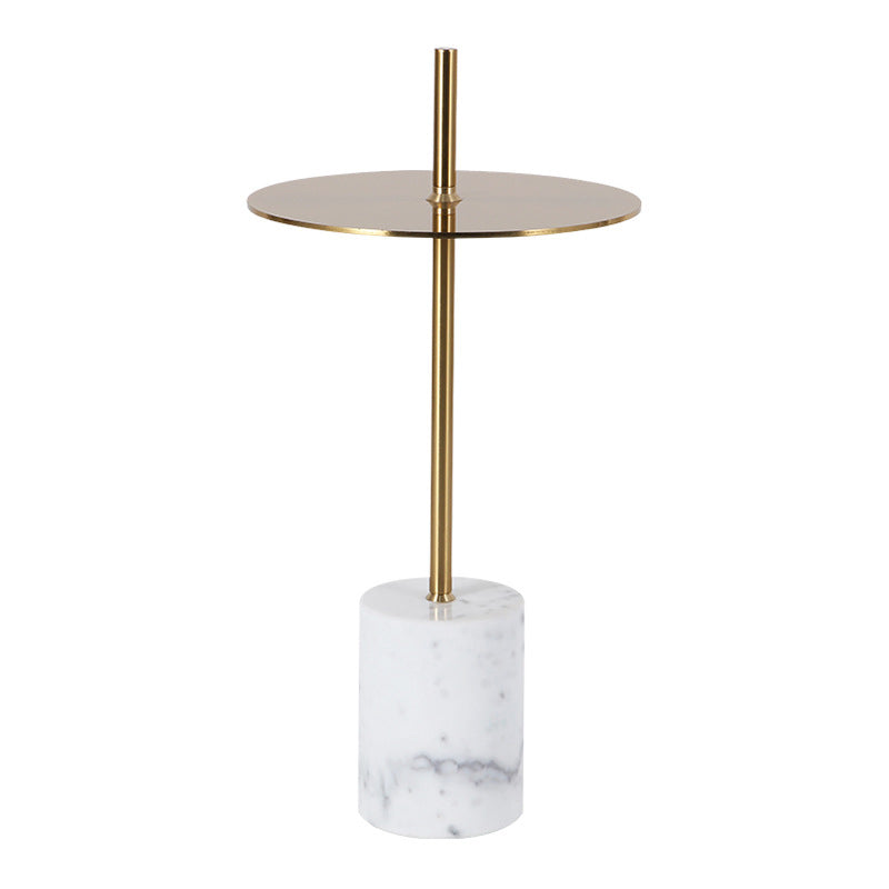 Modern Round Pedestal Side Table Metal and Marble Side End Table