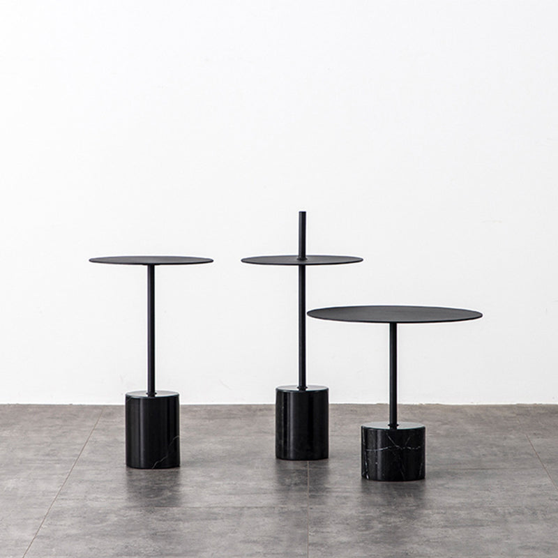 Modern Round Pedestal Side Table Metal and Marble Side End Table