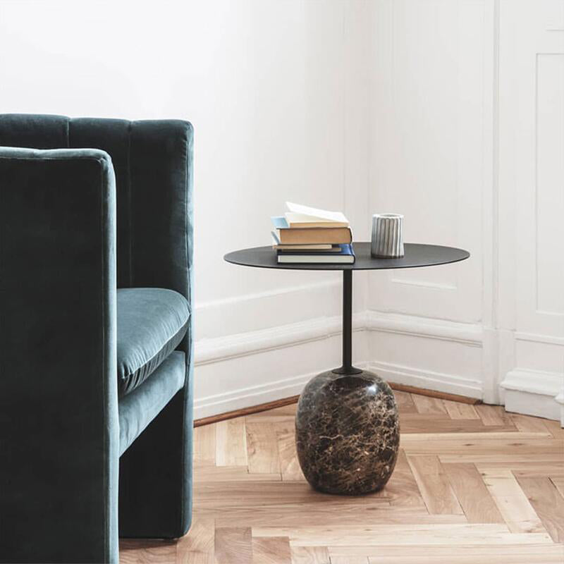 Modern Round Metal Side Table 15.74" Wide Pedestal End Table