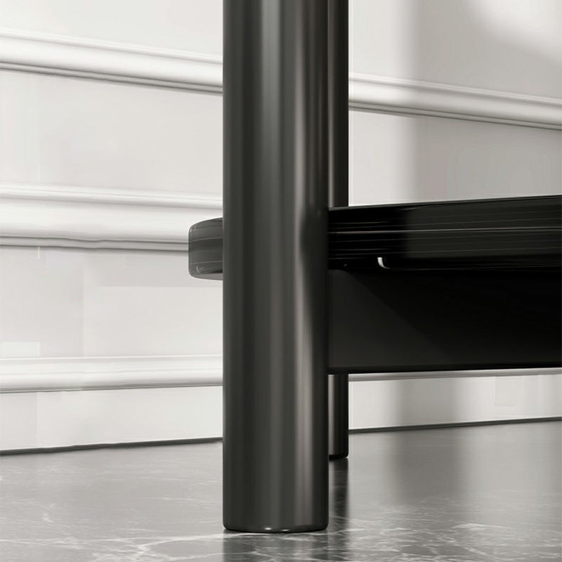 Glam Metal Side Table with Shelves Geometric Stone Top Accent Side Table