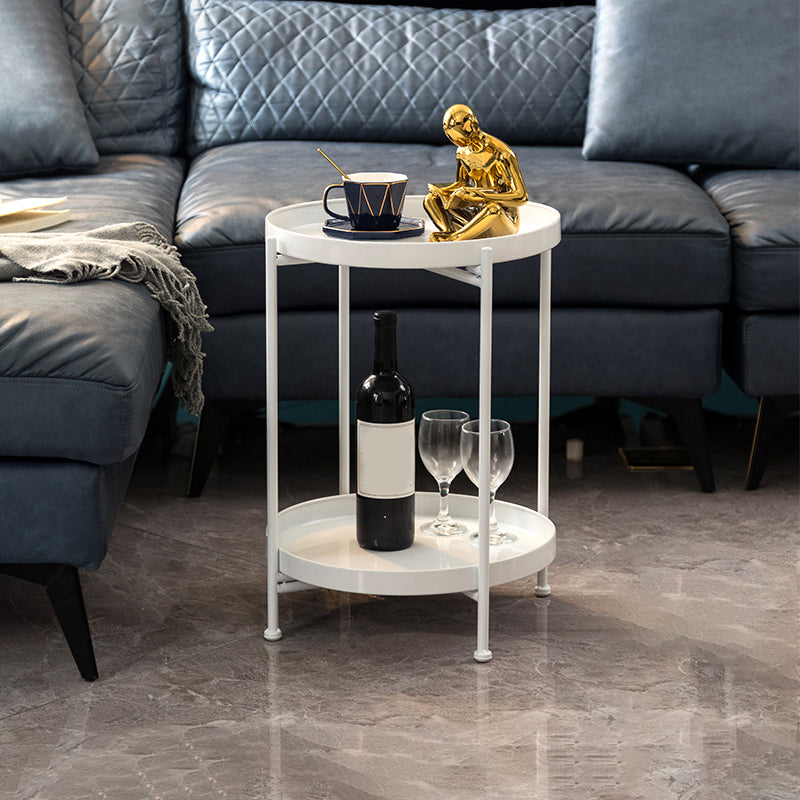 Modernistic Style Accent Side Table Round Metal Living Room Corner Table