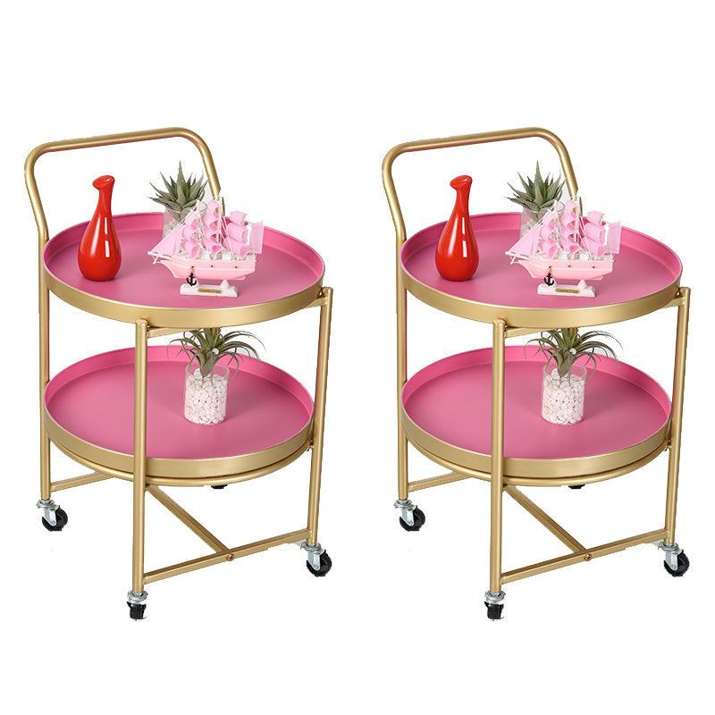 Modernistic Style Accent Side Table Round Metal Living Room Corner Table