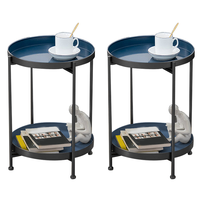 Modernistic Style Accent Side Table Round Metal Living Room Corner Table