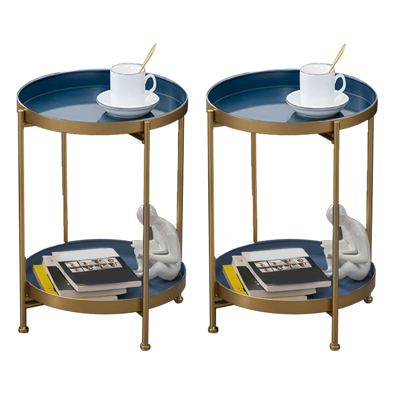 Modernistic Style Accent Side Table Round Metal Living Room Corner Table