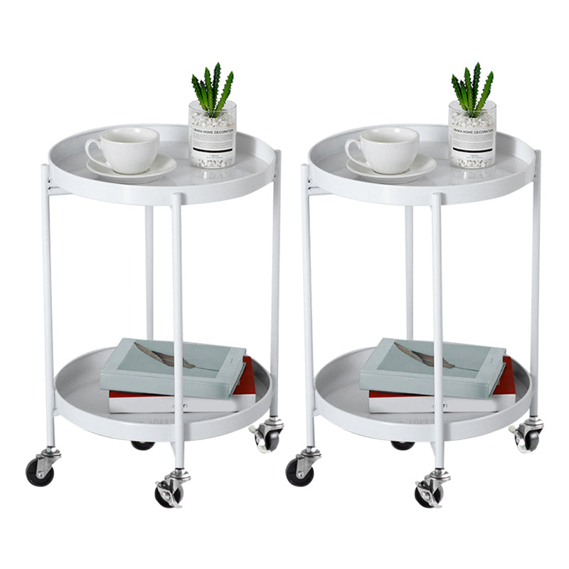 Modernistic Style Accent Side Table Round Metal Living Room Corner Table