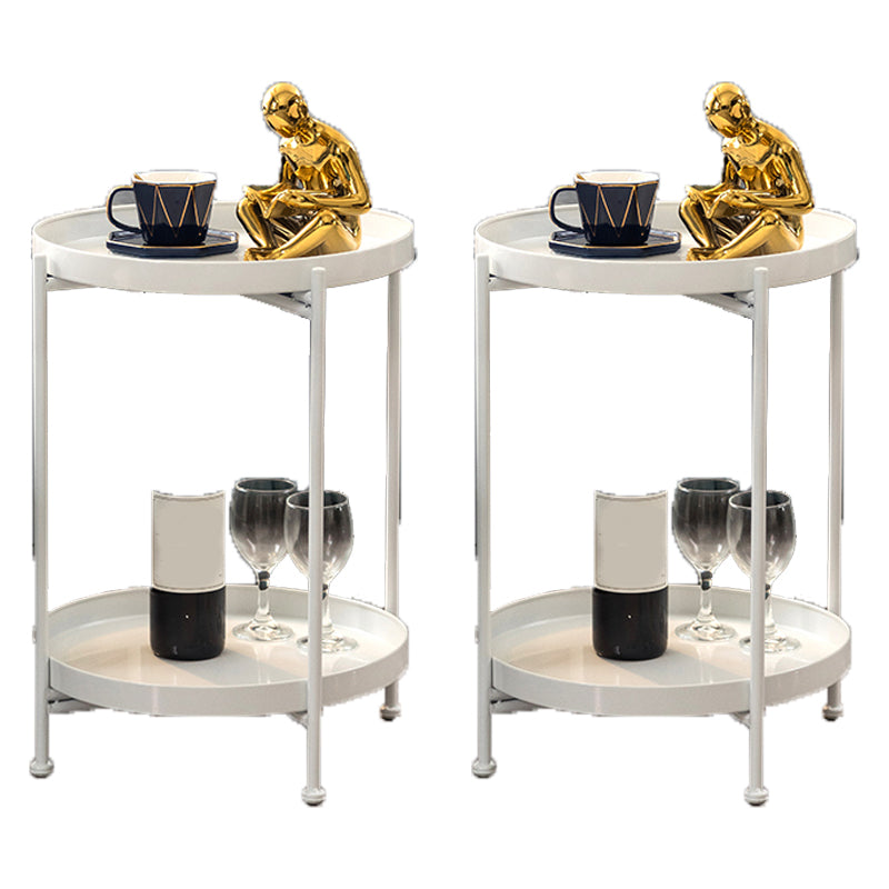 Modernistic Style Accent Side Table Round Metal Living Room Corner Table