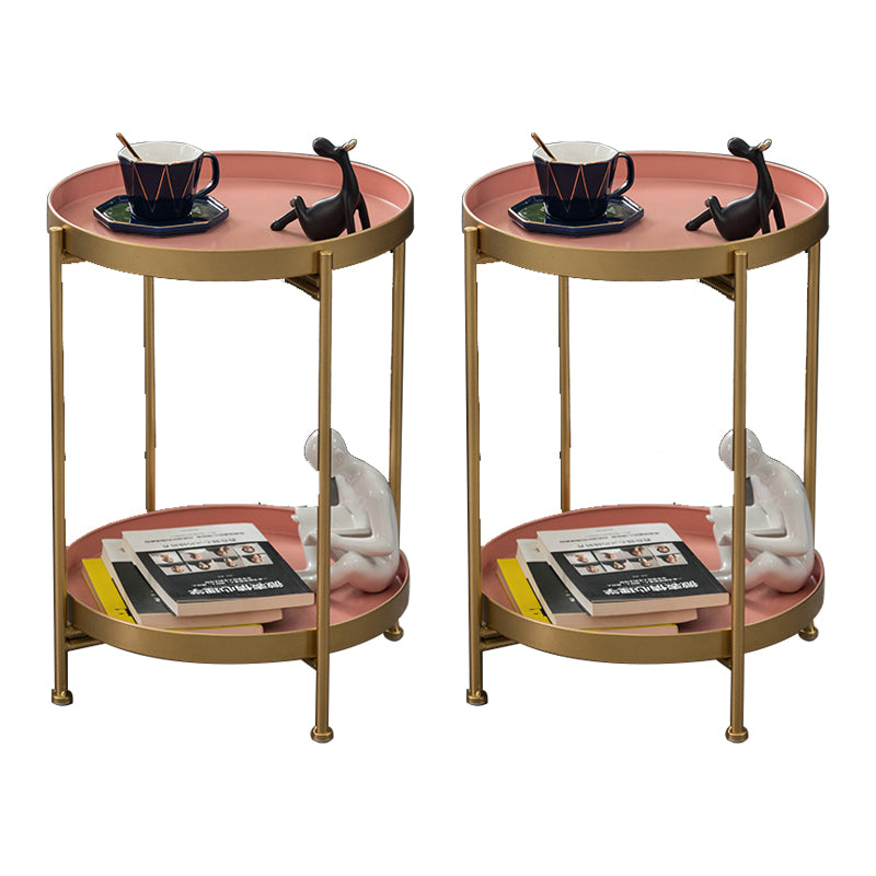 Modernistic Style Accent Side Table Round Metal Living Room Corner Table