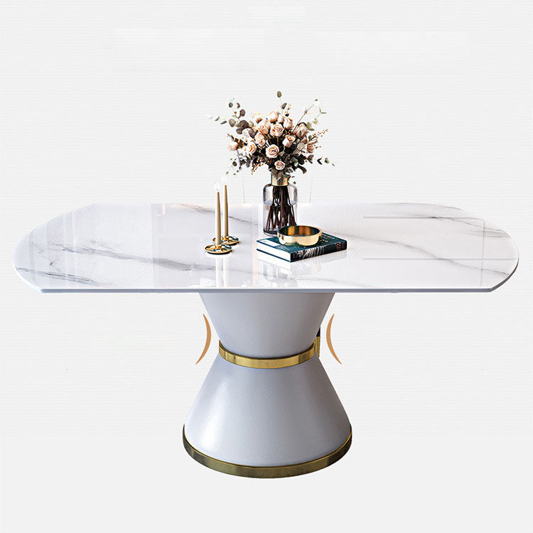Metal Pedestal Dining Table Extendable Table for Kitchen Dining Room