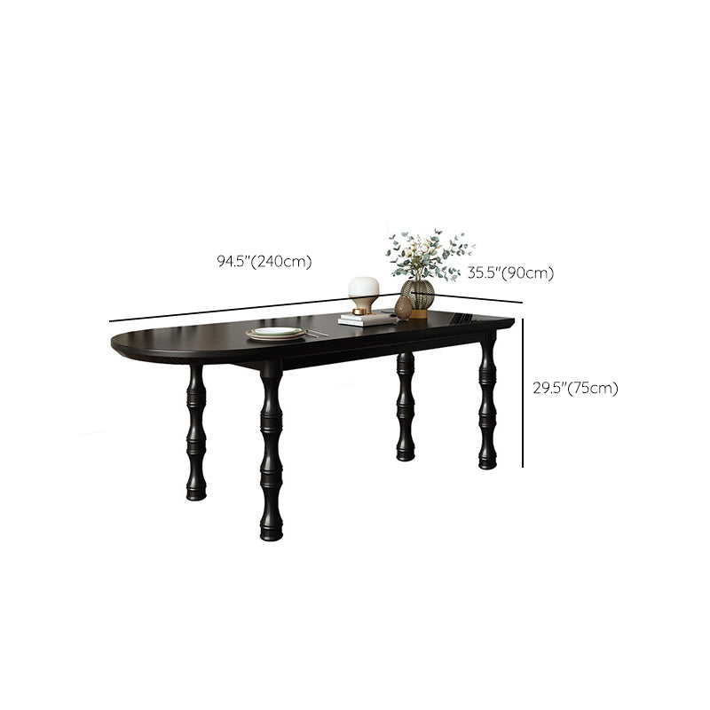 Modern Dining Room Dinner Table Wood 4 Legs Dining Table in Black