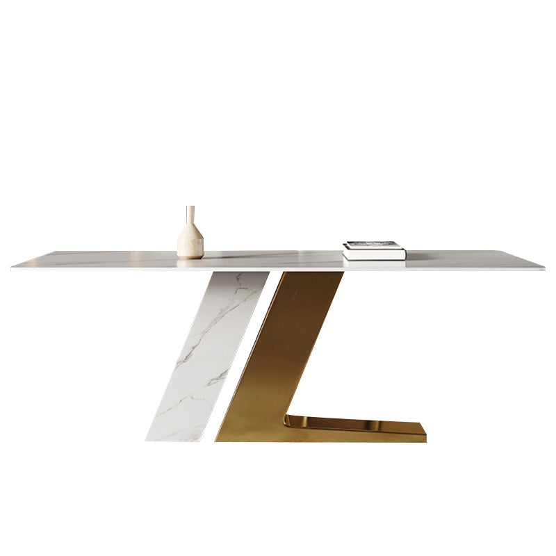 Simplicity Style Dinette Table Rectangle Stone Dinner Table for Kitchen