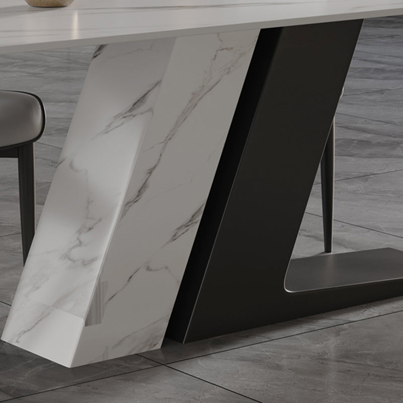 Simplicity Style Dinette Table Rectangle Stone Dinner Table for Kitchen