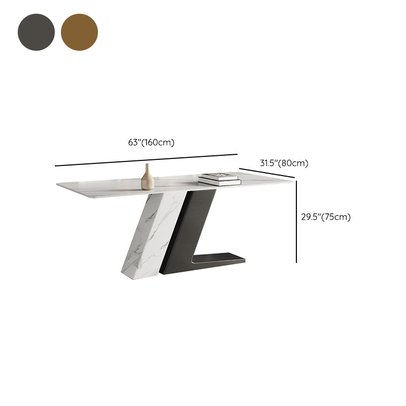 Simplicity Style Dinette Table Rectangle Stone Dinner Table for Kitchen
