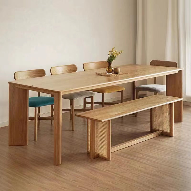 Solid Wood Dining Table Rectangle 4 Legs Dinner Table for Home Use
