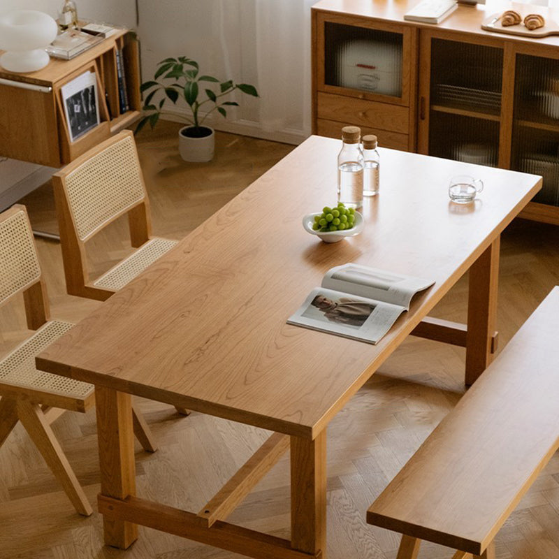 Contemporary Kitchen Dinner Table Rectangle Solid Wood Dining Table