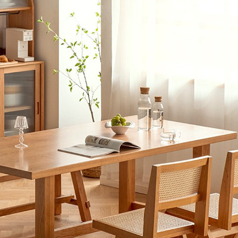 Contemporary Kitchen Dinner Table Rectangle Solid Wood Dining Table
