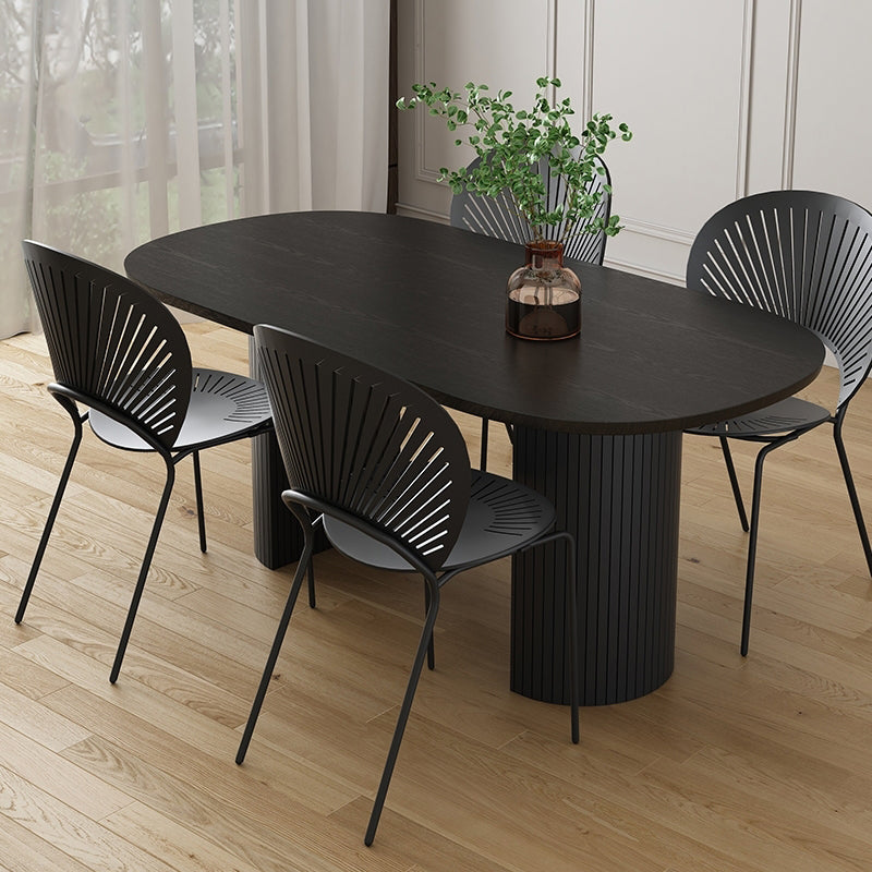 Modern Oval Dining Table Black Wood Dinner Table for Dining Room