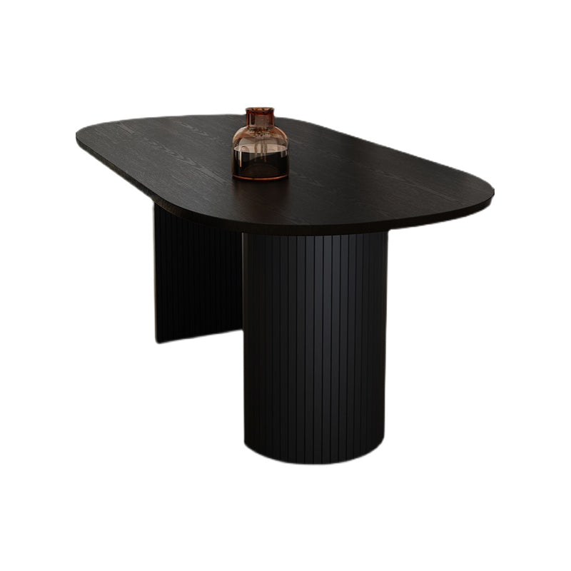 Modern Oval Dining Table Black Wood Dinner Table for Dining Room