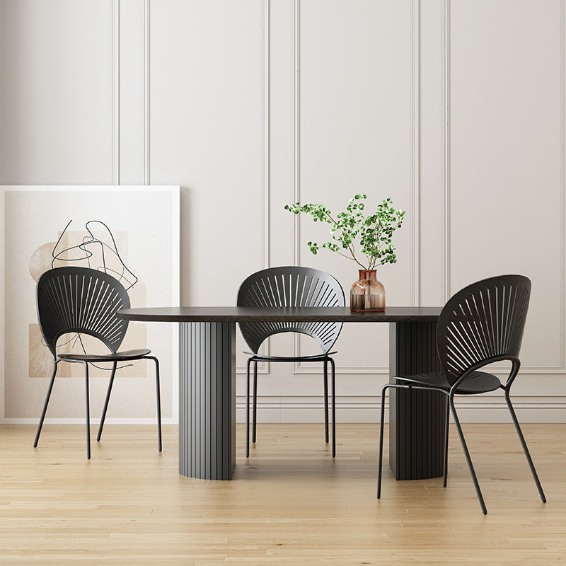 Modern Oval Dining Table Black Wood Dinner Table for Dining Room